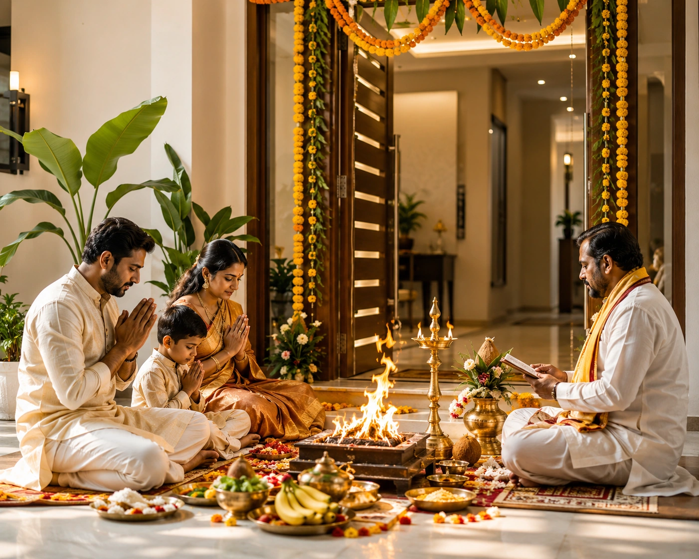 Griha Pravesh puja performed by a North Indian pandit in Bangalore